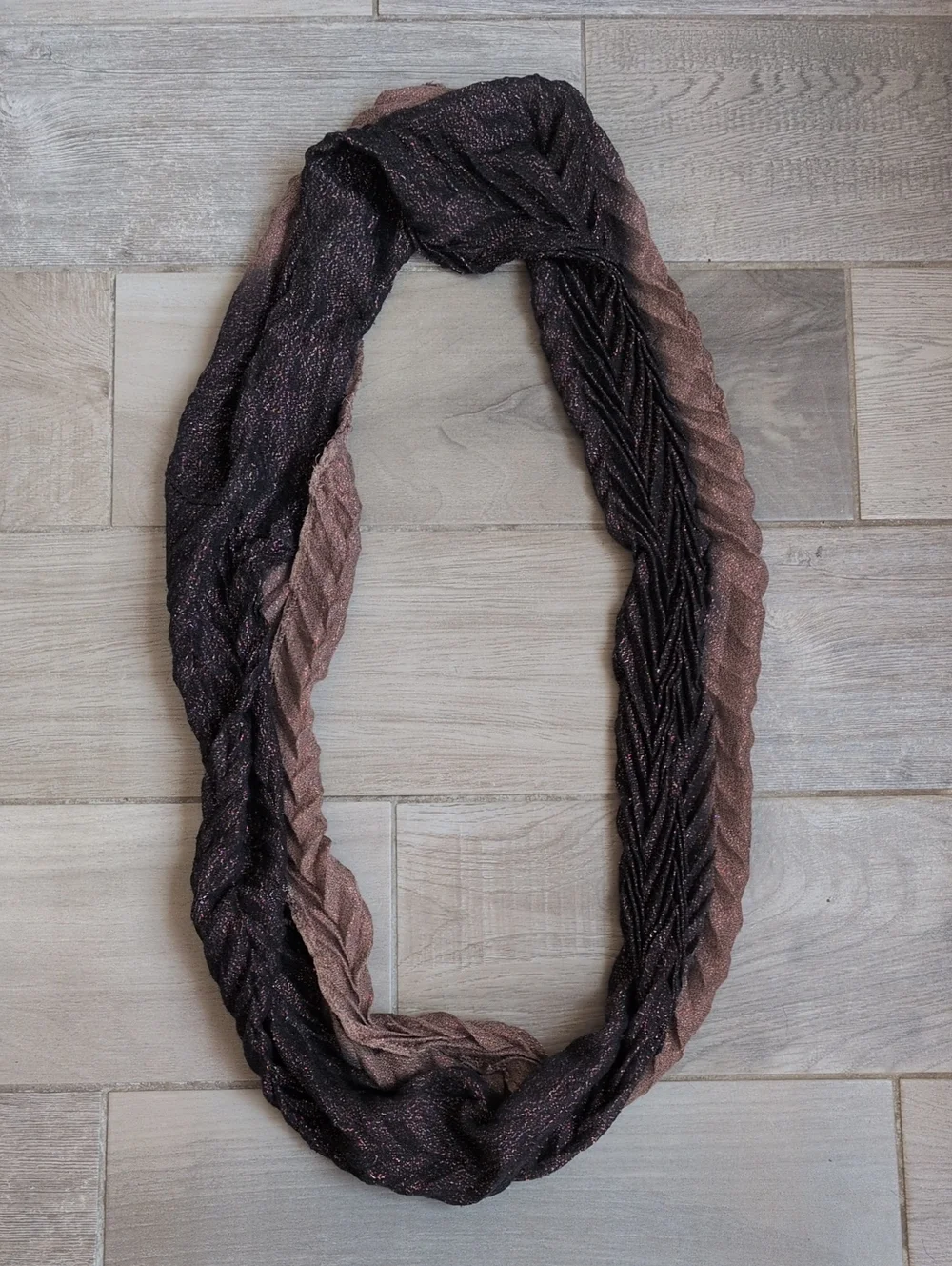 Shimmery Black and Brown Infinity Scarf